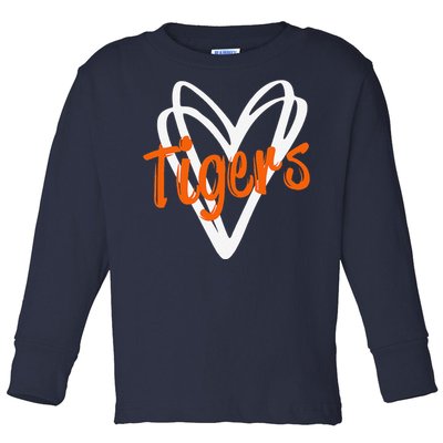 Tigers School Sports Fan Team Spirit Mascot Cute Heart Gift Toddler Long Sleeve Shirt