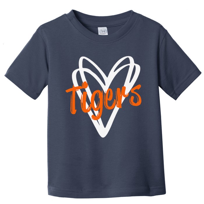 Tigers School Sports Fan Team Spirit Mascot Cute Heart Gift Toddler T-Shirt