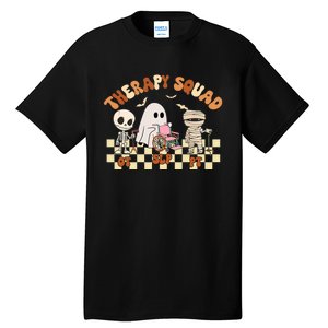 Therapy Squad SLP OT PT Groovy Halloween Speech Physical Tall T-Shirt