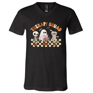 Therapy Squad SLP OT PT Groovy Halloween Speech Physical V-Neck T-Shirt