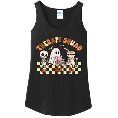 Therapy Squad SLP OT PT Groovy Halloween Speech Physical Ladies Essential Tank