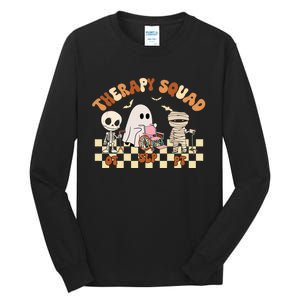 Therapy Squad SLP OT PT Groovy Halloween Speech Physical Tall Long Sleeve T-Shirt