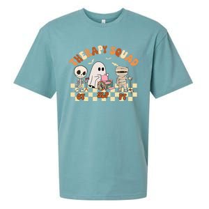 Therapy Squad SLP OT PT Groovy Halloween Speech Physical Sueded Cloud Jersey T-Shirt