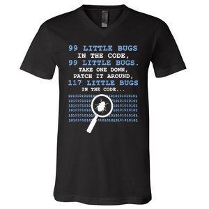 Technology Software Script HTML Network 99 Little Bugs V-Neck T-Shirt