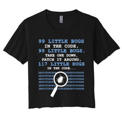 Technology Software Script HTML Network 99 Little Bugs Women's Crop Top Tee