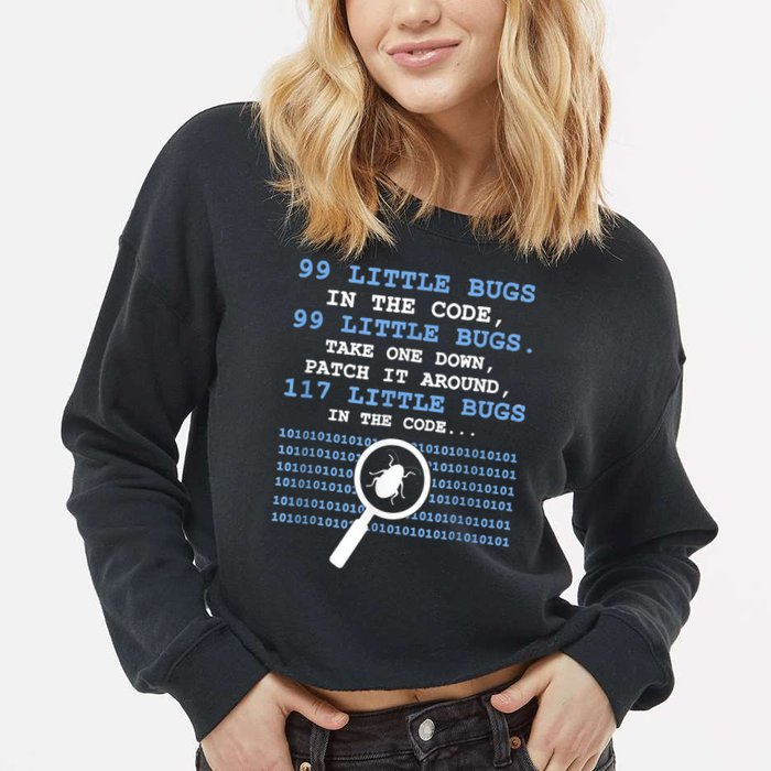 Technology Software Script HTML Network 99 Little Bugs Cropped Pullover Crew