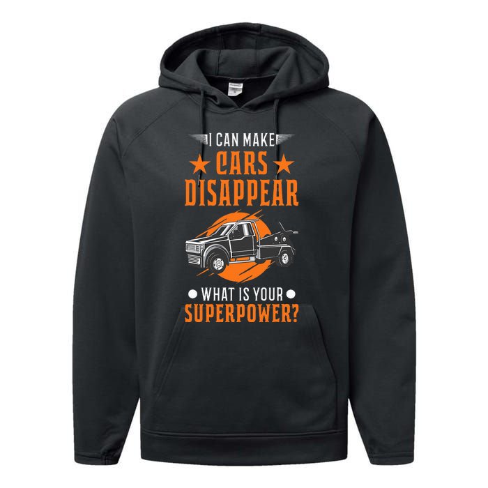 Towing Service Super Power Tow Truck Performance Fleece Hoodie