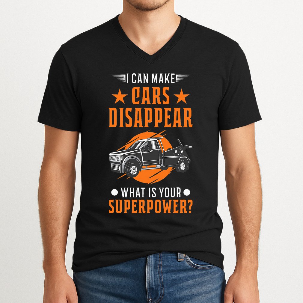 Towing Service Super Power Tow Truck V-Neck T-Shirt