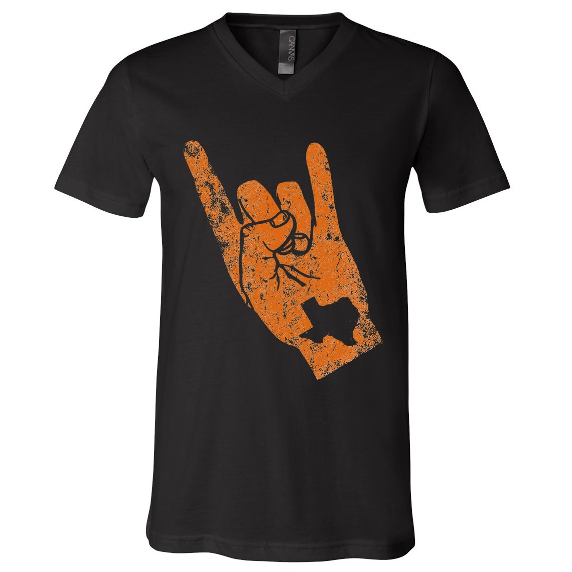 Texas State Silhouette Hook Em Hands Texan Pride V-Neck T-Shirt