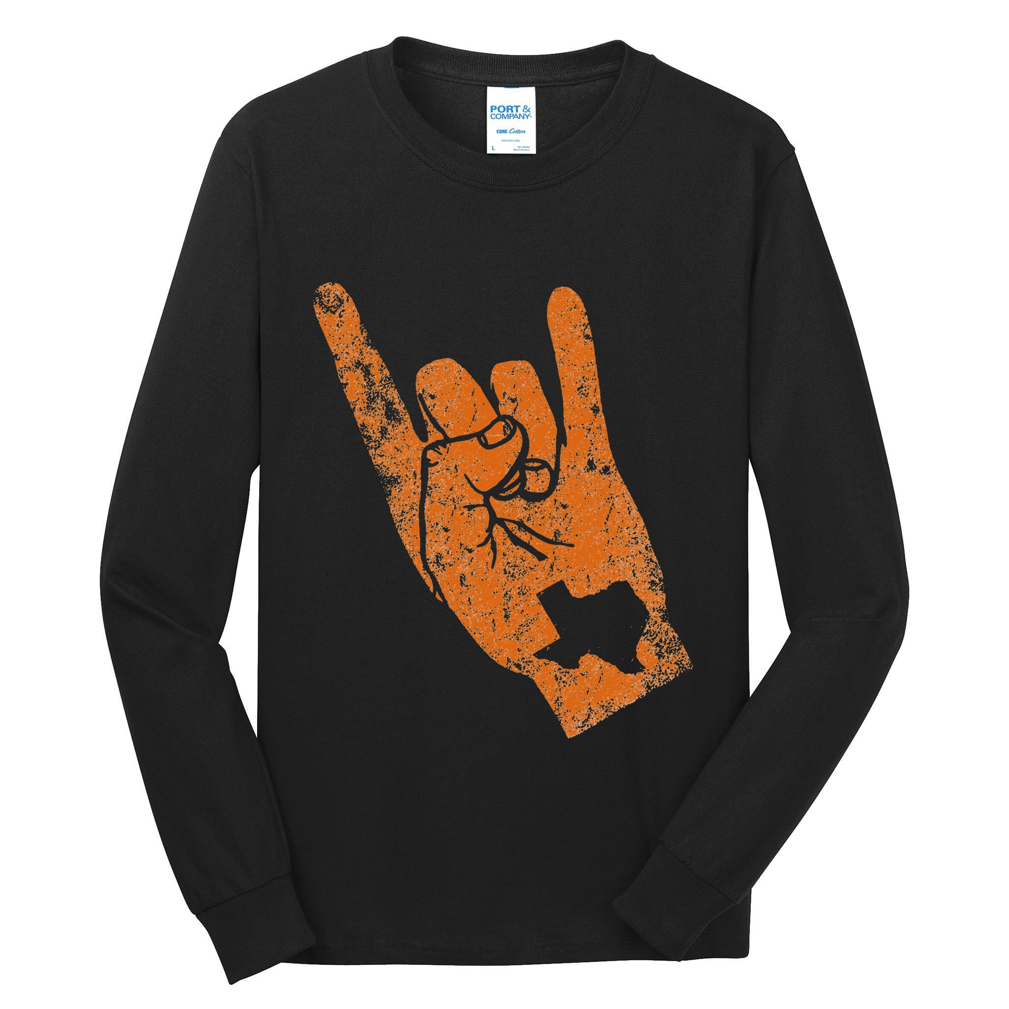 Texas State Silhouette Hook Em Hands Texan Pride Tall Long Sleeve T-Shirt