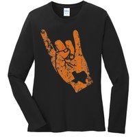 Texas State Silhouette Hook Em Hands Texan Pride Ladies Long Sleeve Shirt