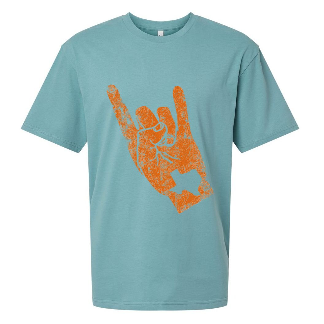 Texas State Silhouette Hook Em Hands Texan Pride Sueded Cloud Jersey T-Shirt