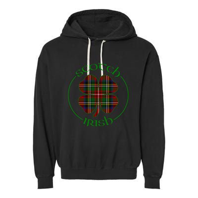 Tartan Shamrock Scots Scotch Irish Pride Ireland Graphic Gift Garment-Dyed Fleece Hoodie