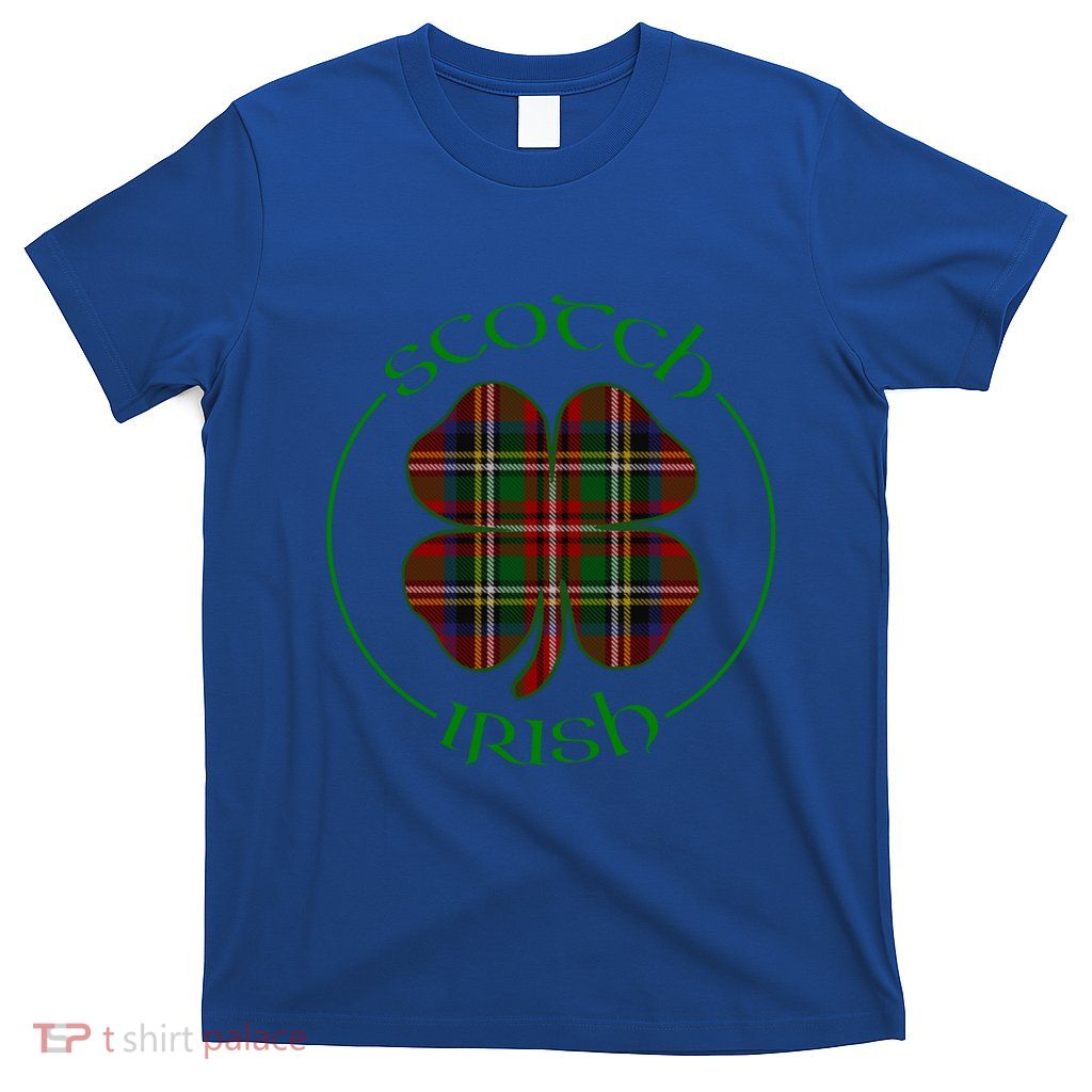 Tartan Shamrock Scots Scotch Irish Pride Ireland Graphic Gift T-Shirt