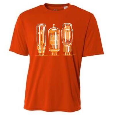 Throwback Style Stereo Amplifier Vacuum Tubes Cooling Performance Crew T-Shirt