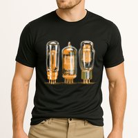 Throwback Style Stereo Amplifier Vacuum Tubes Cooling Performance Crew T-Shirt