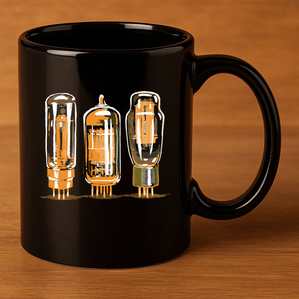 Throwback Style Stereo Amplifier Vacuum Tubes 11oz C Handle Ceramic Mug