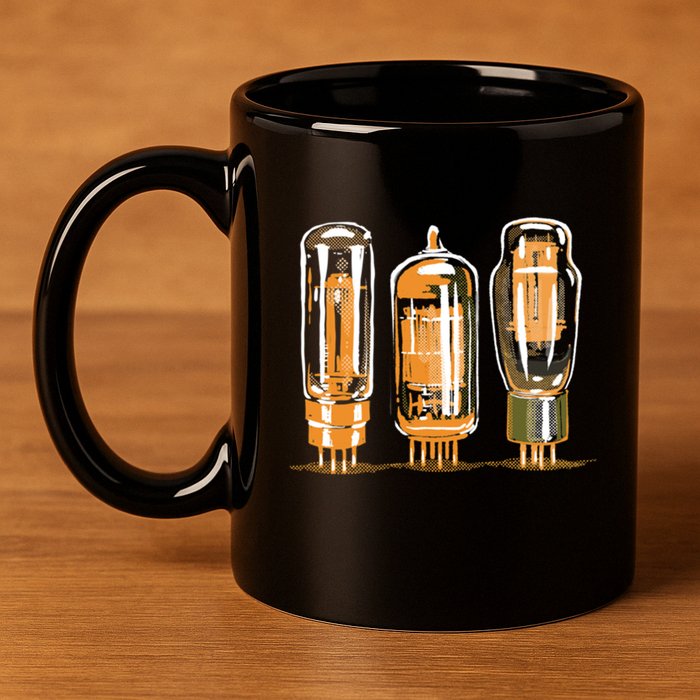 Throwback Style Stereo Amplifier Vacuum Tubes 11oz C Handle Ceramic Mug