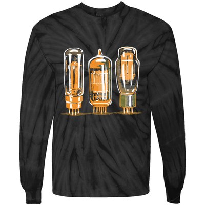Throwback Style Stereo Amplifier Vacuum Tubes Tie-Dye Long Sleeve Shirt