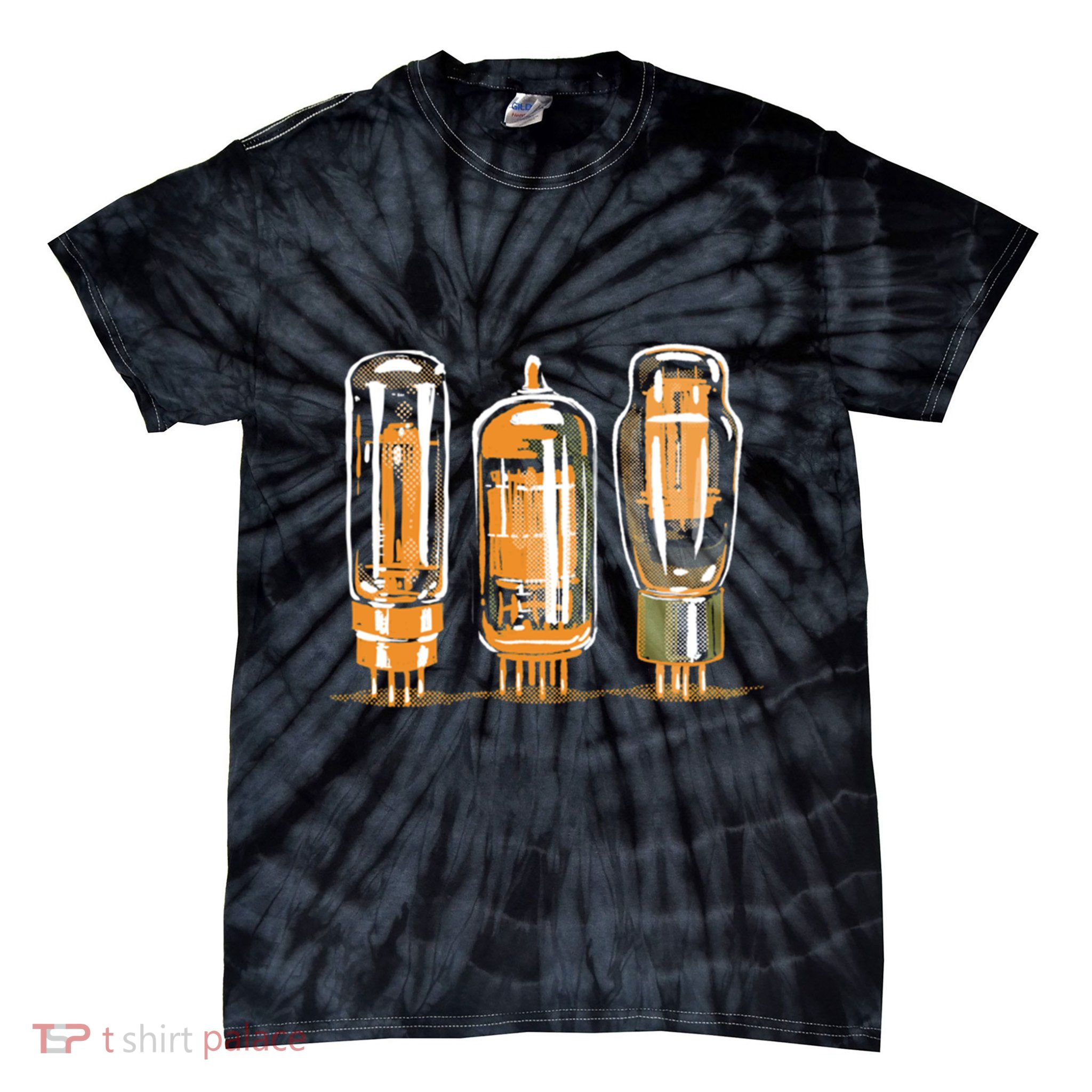 Throwback Style Stereo Amplifier Vacuum Tubes Tie-Dye T-Shirt