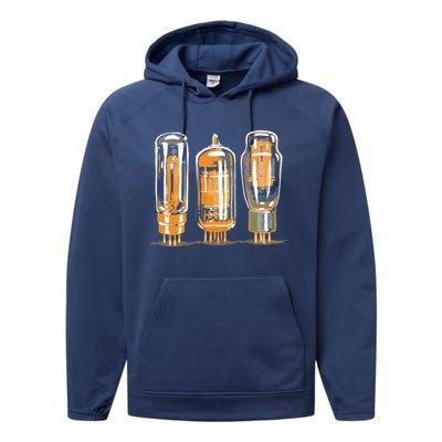 Throwback Style Stereo Amplifier Vacuum Tubes Performance Fleece Hoodie