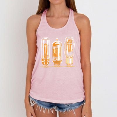 Throwback Style Stereo Amplifier Vacuum Tubes Women's Knotted Racerback Tank