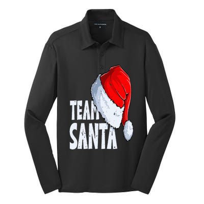 Team Santa Squad Santa hat Merry Christmas Xmas Silk Touch Performance Long Sleeve Polo