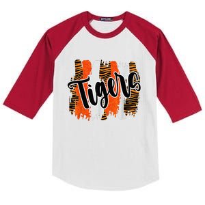 Tigers Swash School Spirit Orange Black Gifts Kids Colorblock Raglan Jersey