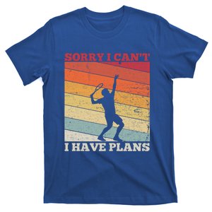 Tennis Sunset Sorry I Cant I Have Plans Distressed Gift T-Shirt