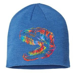 TRex Skull Skeleton Tie Dye Dino Bones Fossil Dinosaur Gift Sustainable Beanie