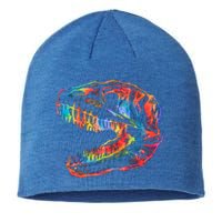 TRex Skull Skeleton Tie Dye Dino Bones Fossil Dinosaur Gift Sustainable Beanie