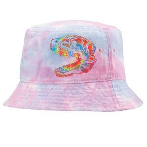 TRex Skull Skeleton Tie Dye Dino Bones Fossil Dinosaur Gift Tie-Dyed Bucket Hat