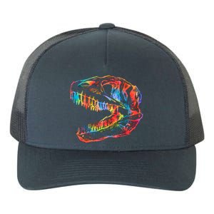 TRex Skull Skeleton Tie Dye Dino Bones Fossil Dinosaur Gift Yupoong Adult 5-Panel Trucker Hat