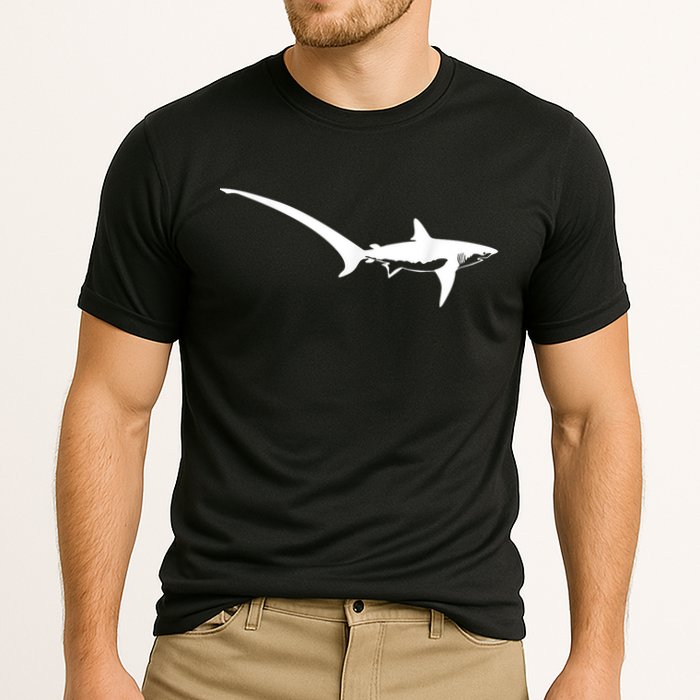 Thresher Shark Silhouette Simple Shark Design Performance Shirt