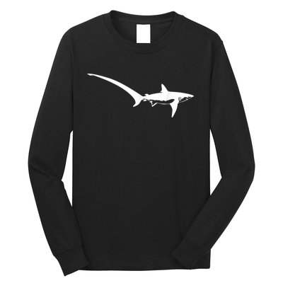 Thresher Shark Silhouette Simple Shark Design Long Sleeve Shirt