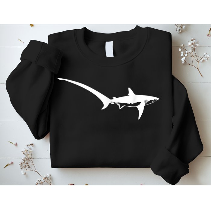 Thresher Shark Silhouette Simple Shark Design Sweatshirt