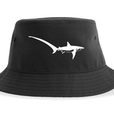 Thresher Shark Silhouette Simple Shark Design Sustainable Bucket Hat
