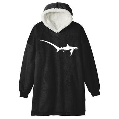 Thresher Shark Silhouette Simple Shark Design Hooded Wearable Blanket