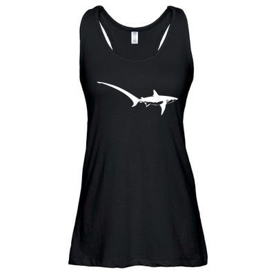 Thresher Shark Silhouette Simple Shark Design Ladies Essential Flowy Tank