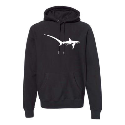 Thresher Shark Silhouette Simple Shark Design Premium Hoodie