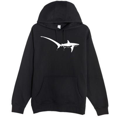 Thresher Shark Silhouette Simple Shark Design Premium Pullover Hoodie