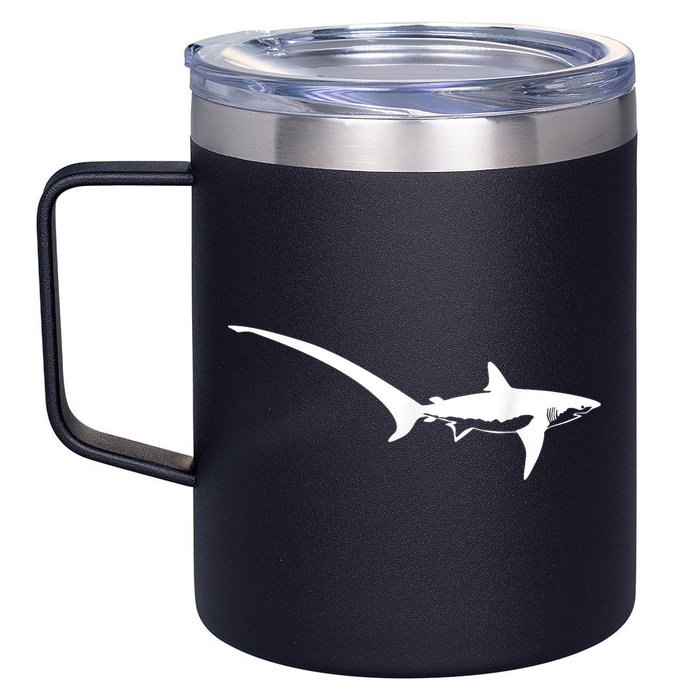 Thresher Shark Silhouette Simple Shark Design 12oz Stainless Steel Coffee Mug