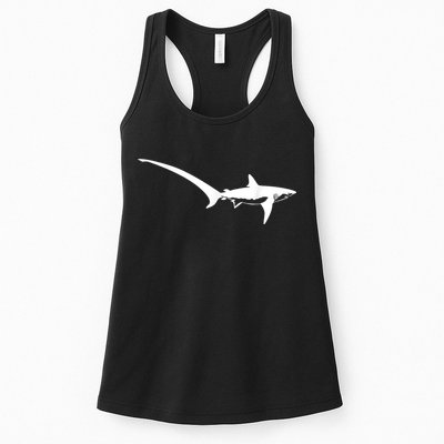 Thresher Shark Silhouette Simple Shark Design Womens Tank Top