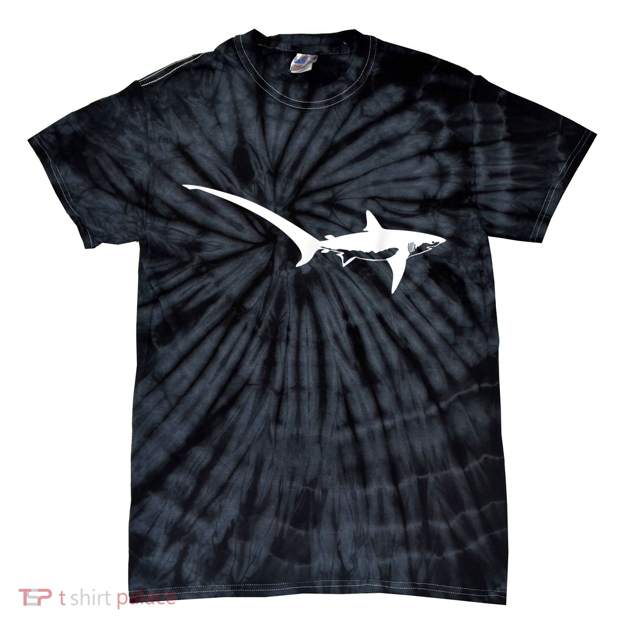Thresher Shark Silhouette Simple Shark Design Tie-Dye T-Shirt