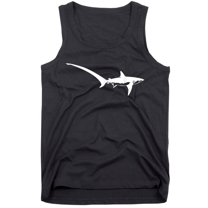 Thresher Shark Silhouette Simple Shark Design Tank Top