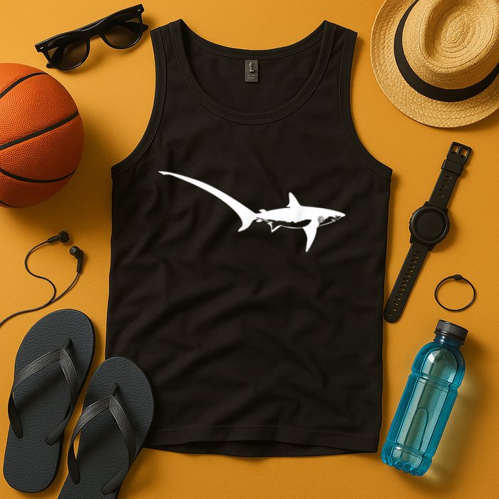 Thresher Shark Silhouette Simple Shark Design Tank Top
