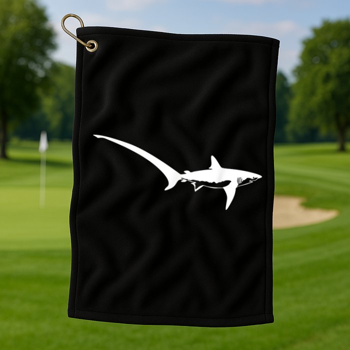 Thresher Shark Silhouette Simple Shark Design Golf Towel