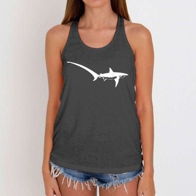 Thresher Shark Silhouette Simple Shark Design Women's Knotted Racerback Tank