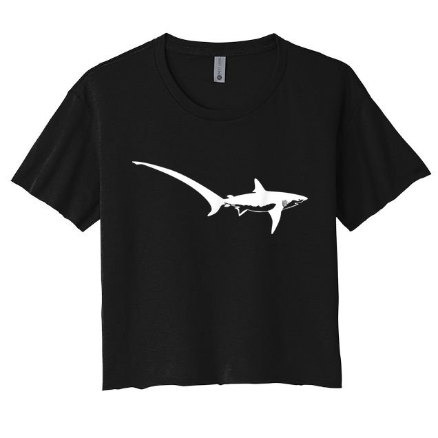 Thresher Shark Silhouette Simple Shark Design Crop Top