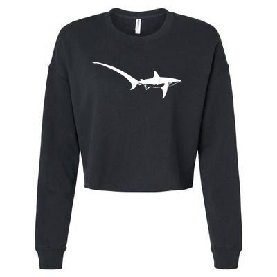 Thresher Shark Silhouette Simple Shark Design Cropped Pullover Crew